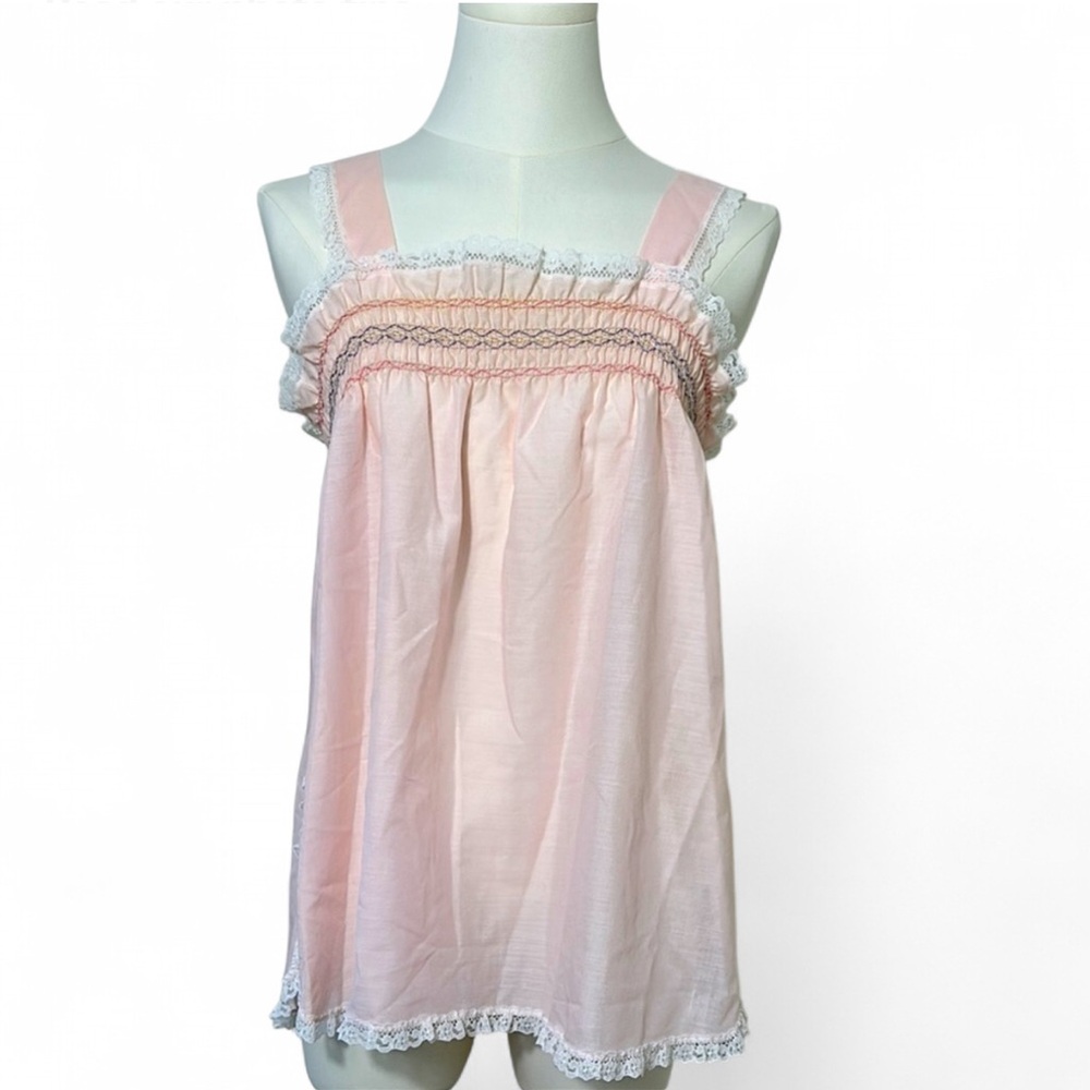 Vintage Union Made Glencraft Baby Pink Lace Fairy Cottagecore Top  - Medium